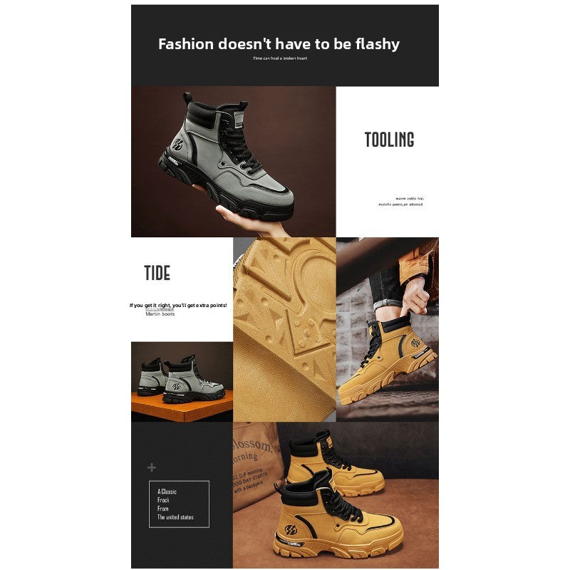 UrbanEdge High-Top Ankle Boots – Men’s Thick-Lined Casual Platform Shoes