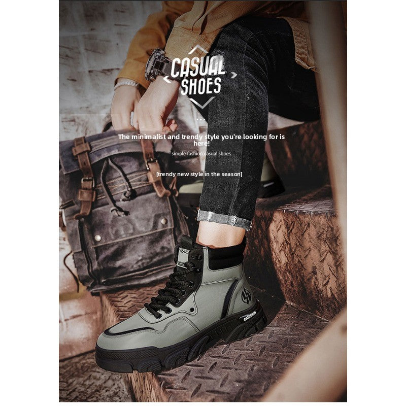 UrbanEdge High-Top Ankle Boots – Men’s Thick-Lined Casual Platform Shoes