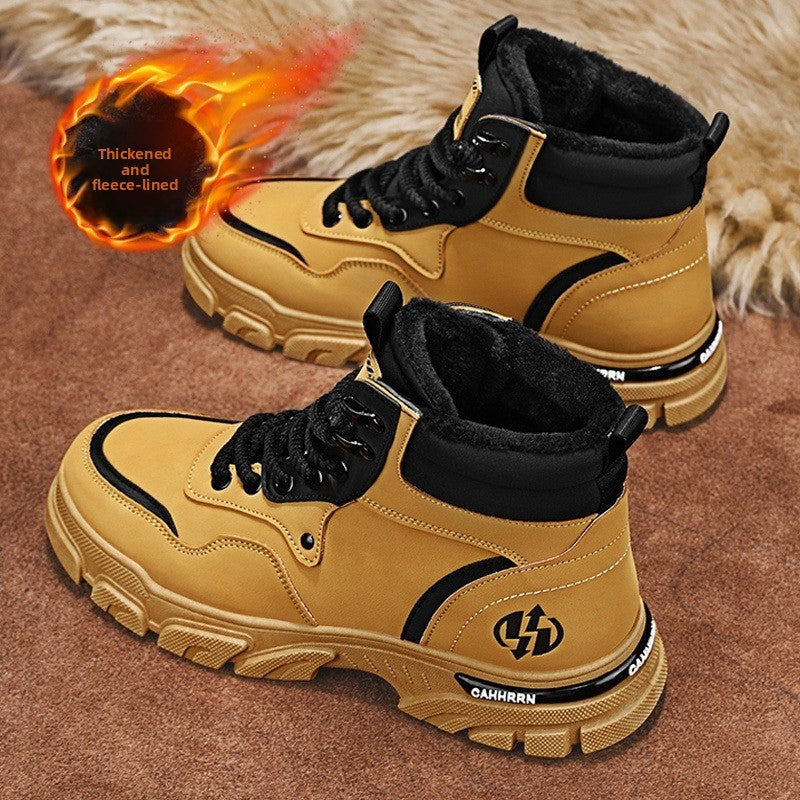 UrbanEdge High-Top Ankle Boots – Men’s Thick-Lined Casual Platform Shoes