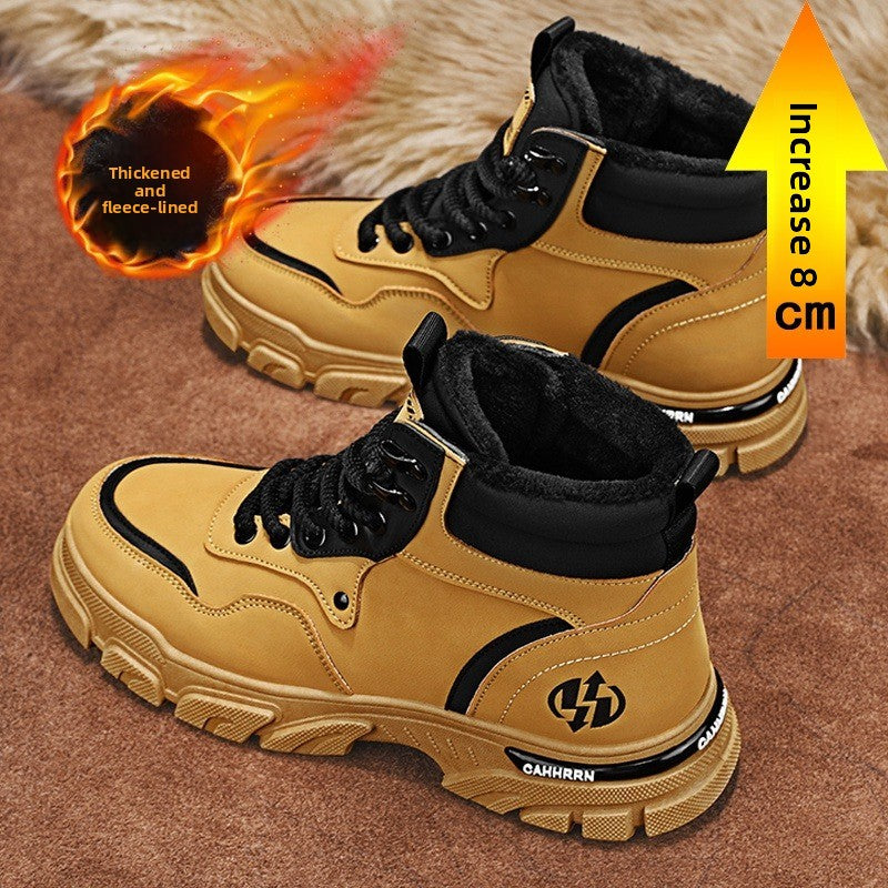 UrbanEdge High-Top Ankle Boots – Men’s Thick-Lined Casual Platform Shoes