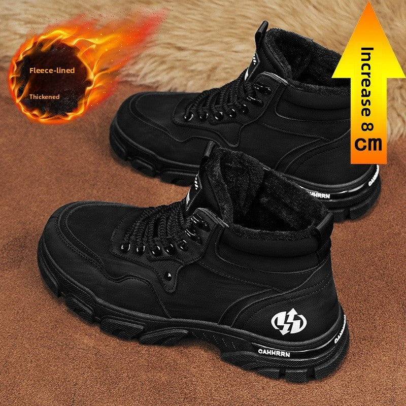 UrbanEdge High-Top Ankle Boots – Men’s Thick-Lined Casual Platform Shoes