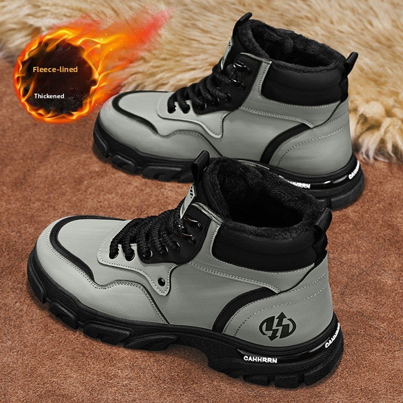 UrbanEdge High-Top Ankle Boots – Men’s Thick-Lined Casual Platform Shoes