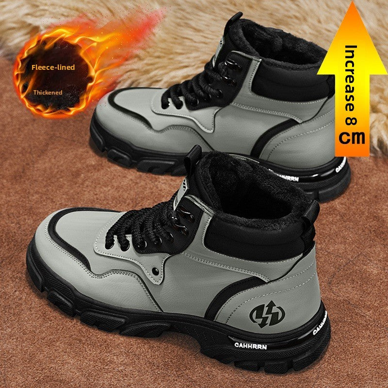 UrbanEdge High-Top Ankle Boots – Men’s Thick-Lined Casual Platform Shoes