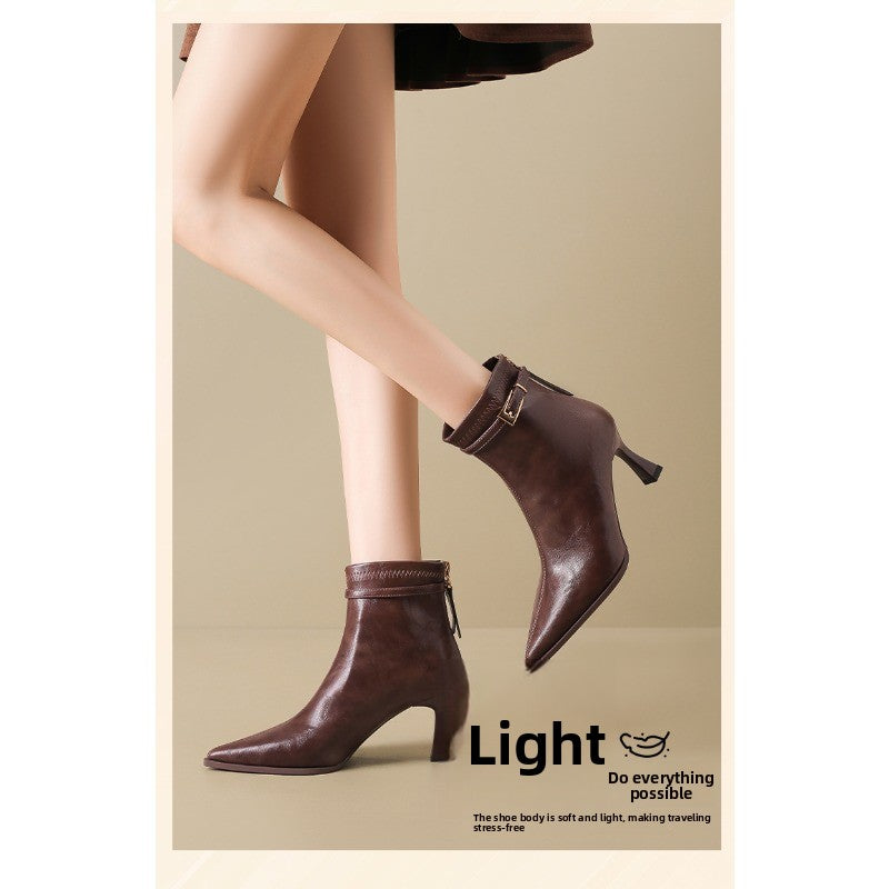 UrbanChic Pointed Toe Stiletto Boots – Women’s Short Heeled Fashion Boots