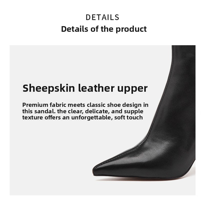 UrbanElegance Stiletto Boots – Pointed Toe Leather Slim Boots for Women