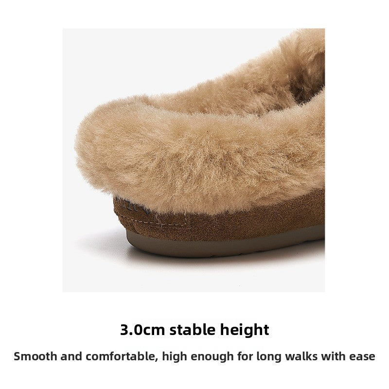 CozyStep Faux Fur Loafers – Women’s Flat Suede Winter Shoes