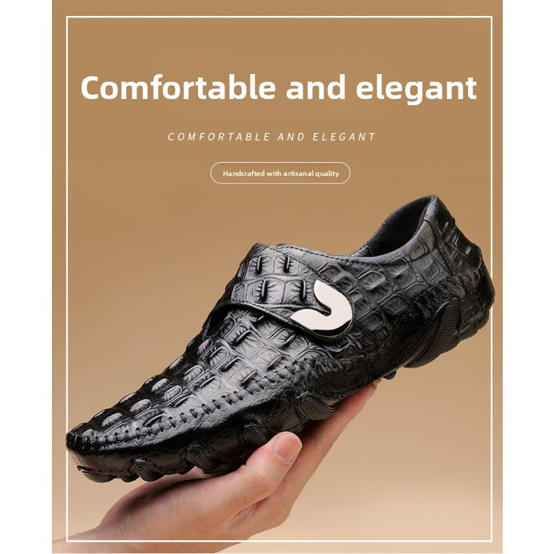 ClassicCroc Men’s Leather Loafers – Premium Genuine Leather Business Shoes