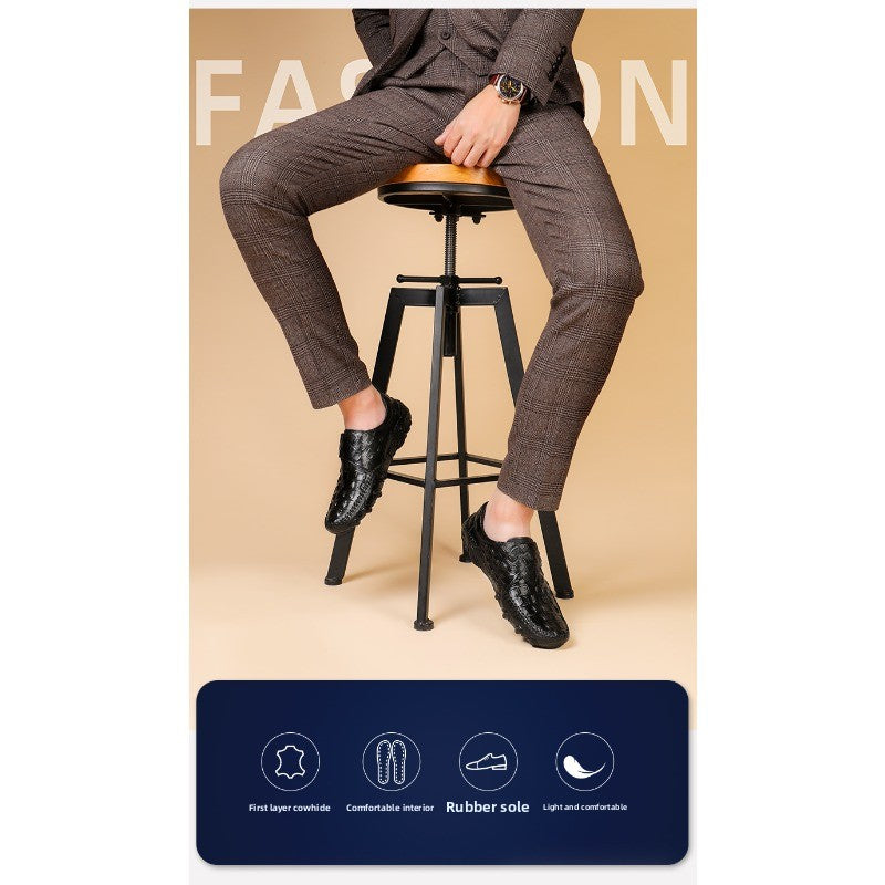 ClassicCroc Men’s Leather Loafers – Premium Genuine Leather Business Shoes