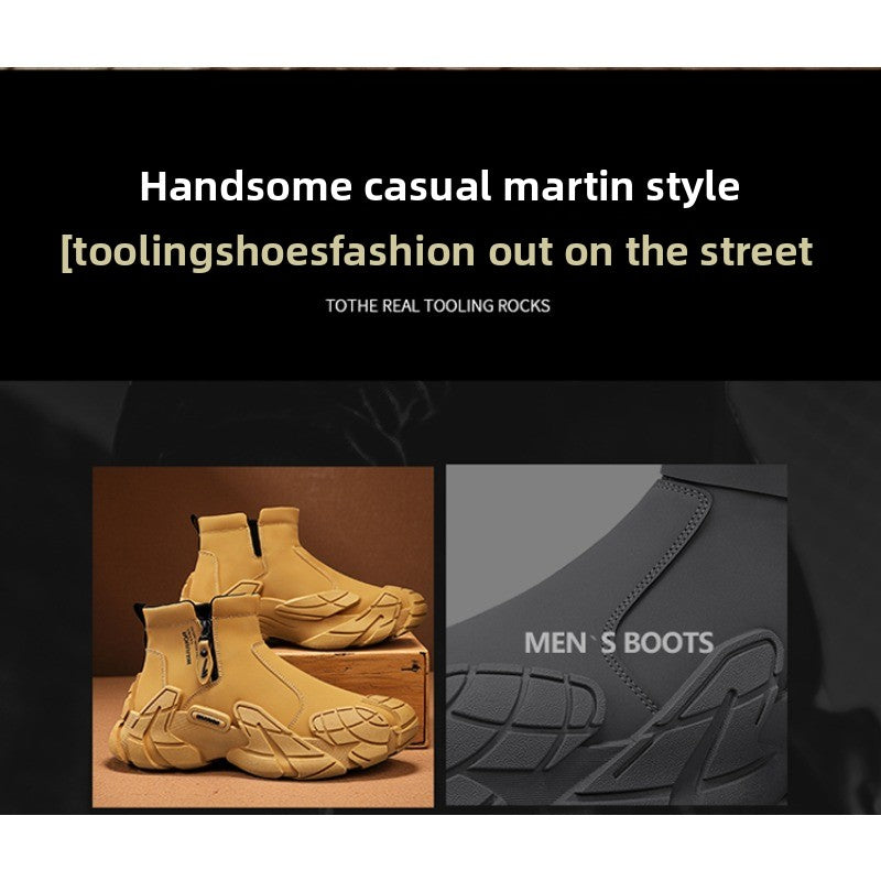 UrbanStep Zipper Ankle Boots – Men’s Thick-Lined Casual Winter Shoes