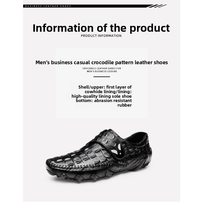 ClassicCroc Men’s Leather Loafers – Premium Genuine Leather Business Shoes