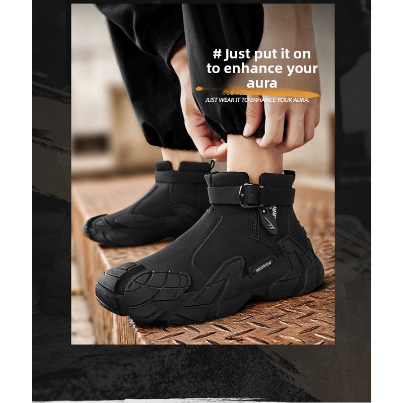 UrbanStep Zipper Ankle Boots – Men’s Thick-Lined Casual Winter Shoes