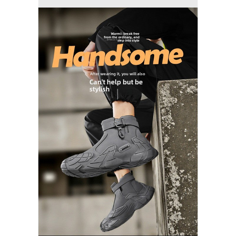 UrbanStep Zipper Ankle Boots – Men’s Thick-Lined Casual Winter Shoes