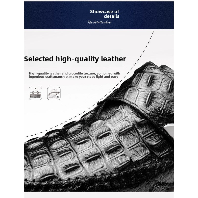 ClassicCroc Men’s Leather Loafers – Premium Genuine Leather Business Shoes