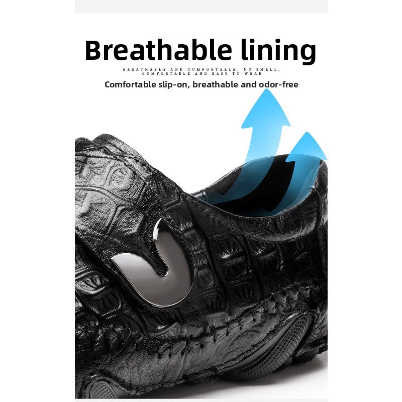 ClassicCroc Men’s Leather Loafers – Premium Genuine Leather Business Shoes