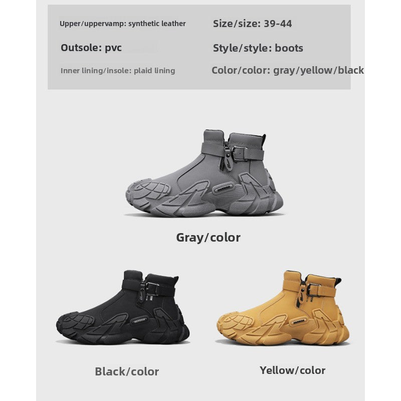 UrbanStep Zipper Ankle Boots – Men’s Thick-Lined Casual Winter Shoes