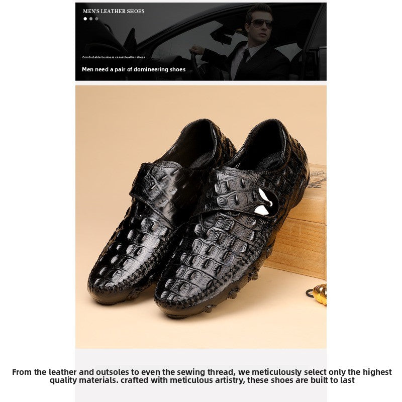 ClassicCroc Men’s Leather Loafers – Premium Genuine Leather Business Shoes