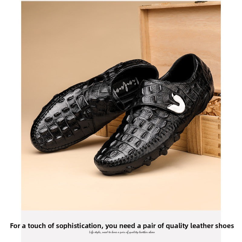 ClassicCroc Men’s Leather Loafers – Premium Genuine Leather Business Shoes