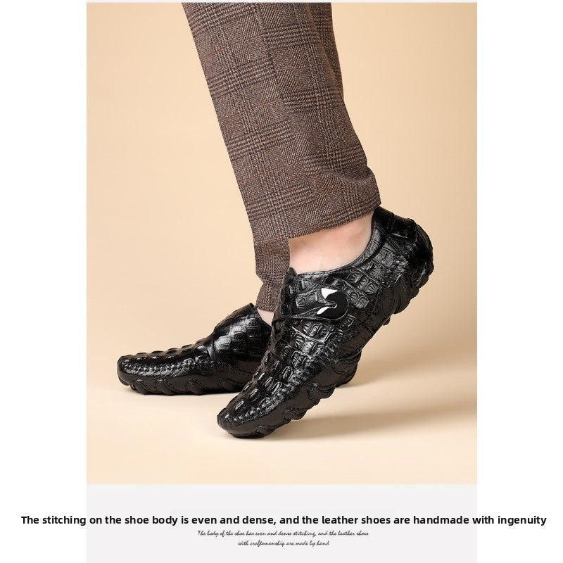 ClassicCroc Men’s Leather Loafers – Premium Genuine Leather Business Shoes