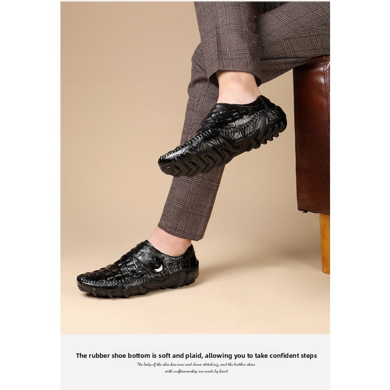 ClassicCroc Men’s Leather Loafers – Premium Genuine Leather Business Shoes