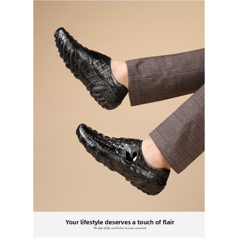 ClassicCroc Men’s Leather Loafers – Premium Genuine Leather Business Shoes